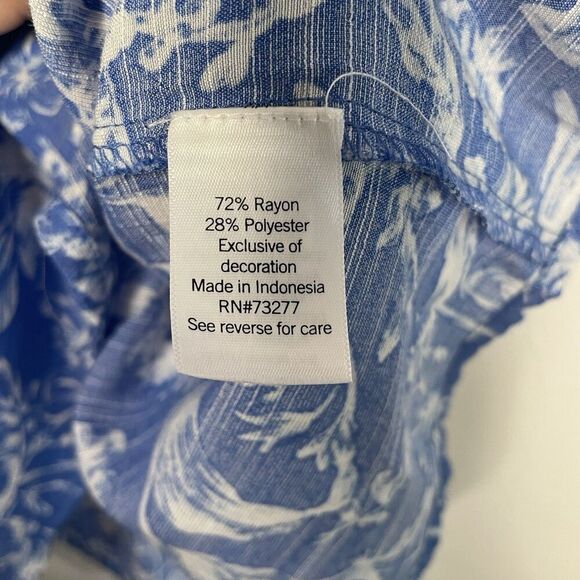 Lauren Conrad Blue White Floral Fairycore  Button‎ Down RayonBlend Top SZ XXL - Picture 12 of 13
